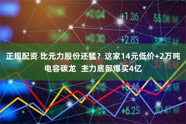 正规配资 比元力股份还猛？这家14元低价+2万吨电容碳龙  主力底部爆买4亿